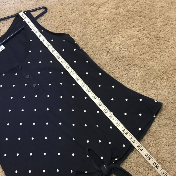 Cute Polka Dot Tie Hem Button Collar Cotton Tank Top - Picture 15 of 15